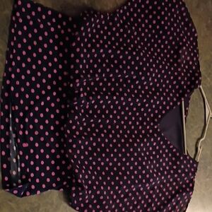 Navy and Pink Polka Dot Blouse